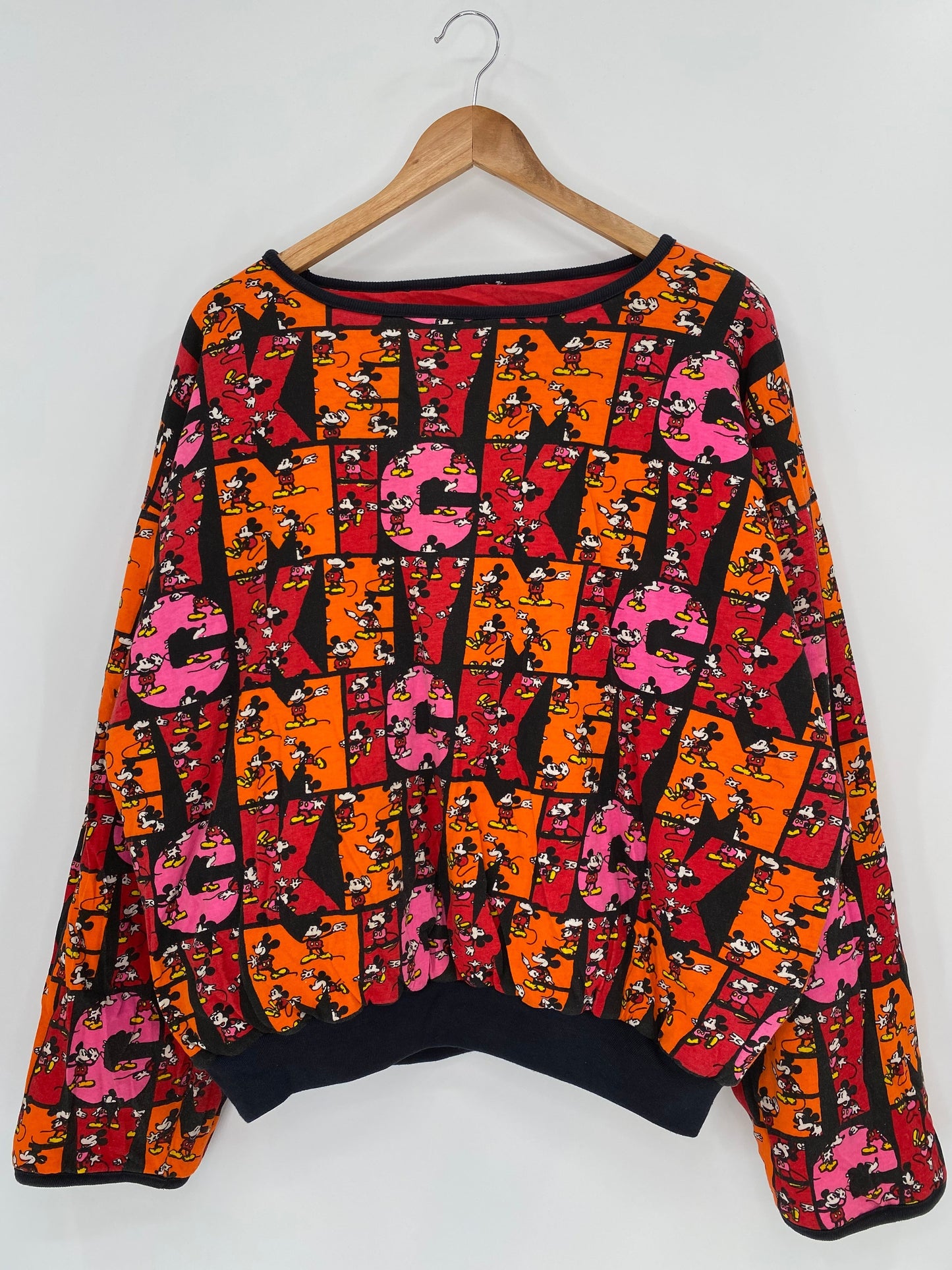 80's MICKEY MINNIE Padded Size No tag (Approx.XL) Reversible Vintage Sweat-Shirt / F5846S