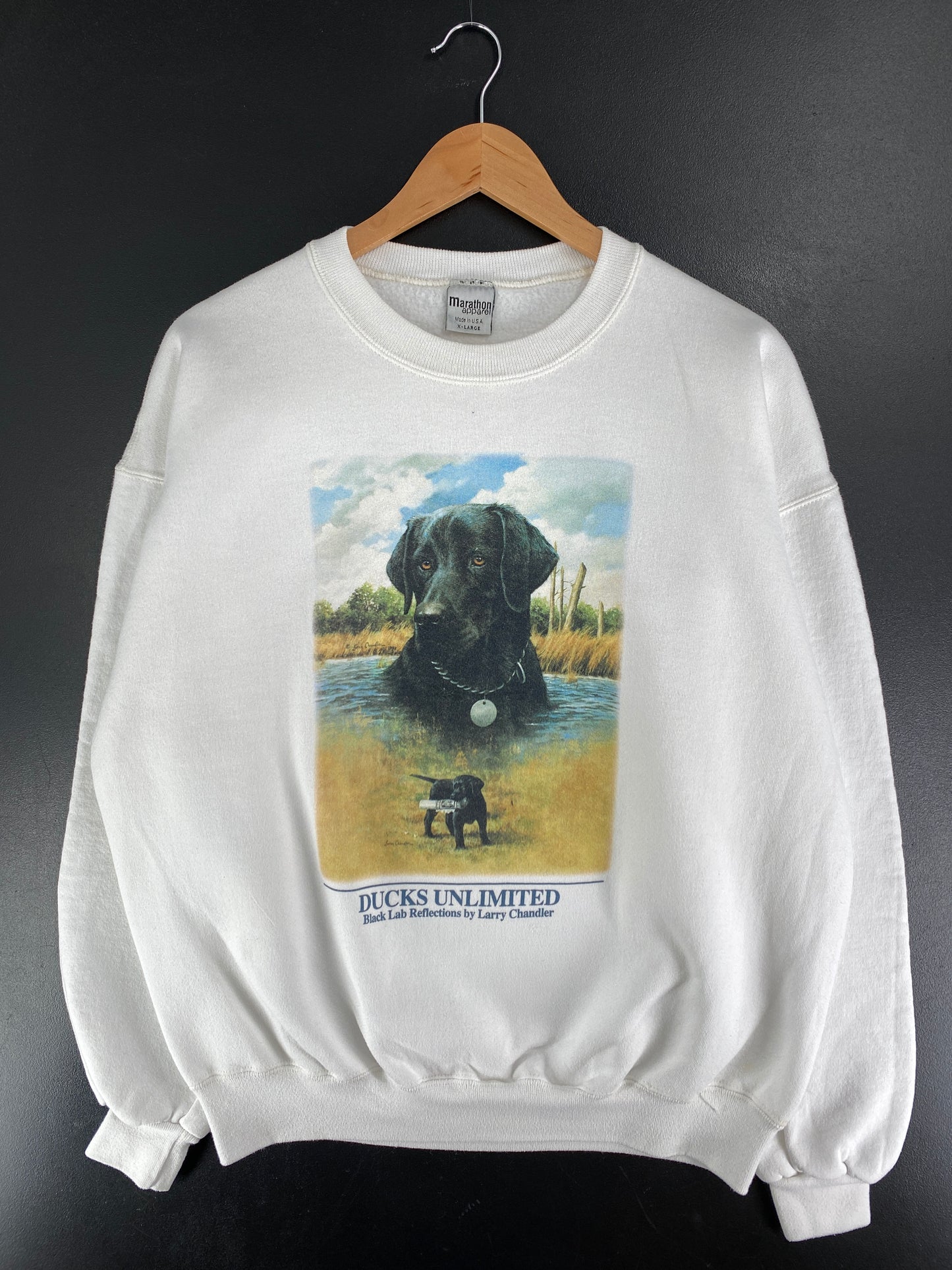 90's DUCKS UNLIMITED DOG Made in USA Size XL Vintage Animal Sweat-Shirt / F6259S