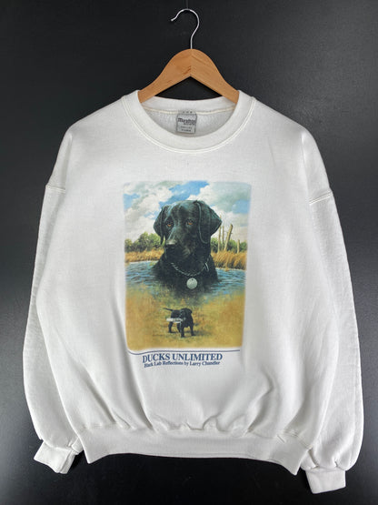 90's DUCKS UNLIMITED DOG Made in USA Size XL Vintage Animal Sweat-Shirt / F6259S