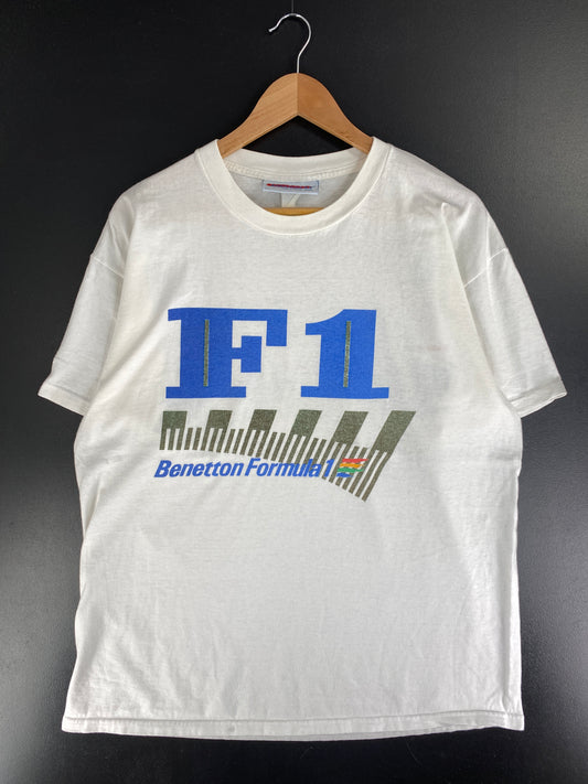 90's F1 BENETTON FORMULA Size No Tag (Approx.XL) Vintage Racing T-Shirt / G3154T