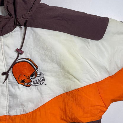 (XXL) 90's CLEVELAND BROWNS Vintage NFL Padded Nylon Jacket / A1363N