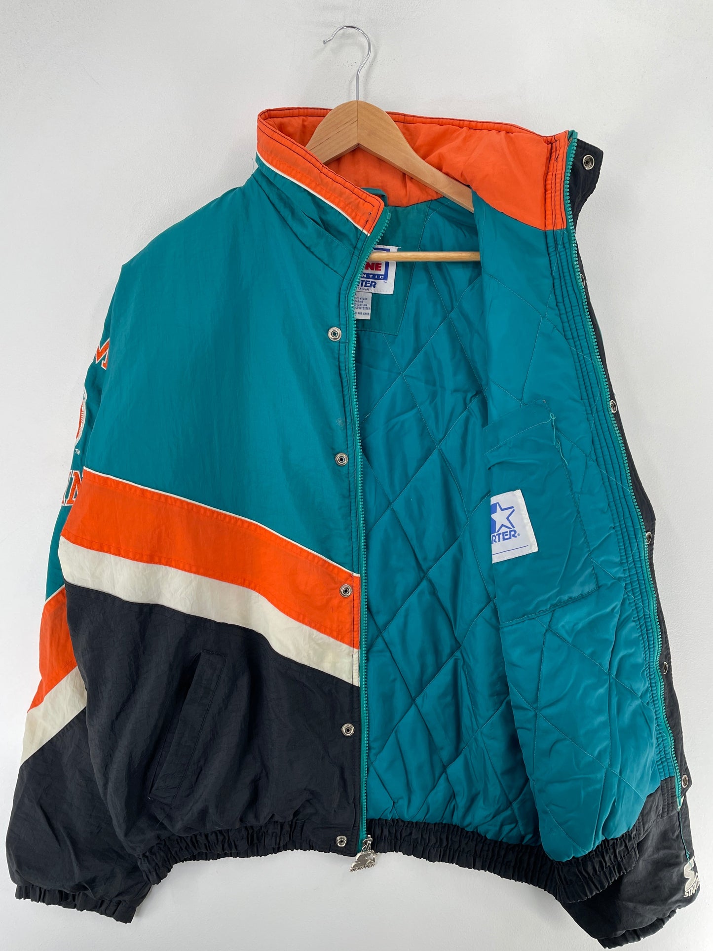 90's STARTER x MIAMI DOLPHINS Size L Vintage NFL Padded Nylon Jacket / F5864N