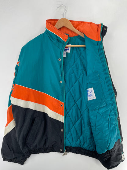 90's STARTER x MIAMI DOLPHINS Size L Vintage NFL Padded Nylon Jacket / F5864N