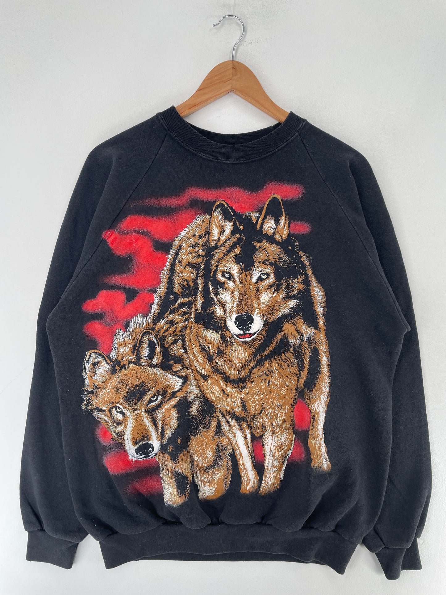 90's WOLF Made in USA Size XL Vintage Animal Sweat-Shirt / F2885S