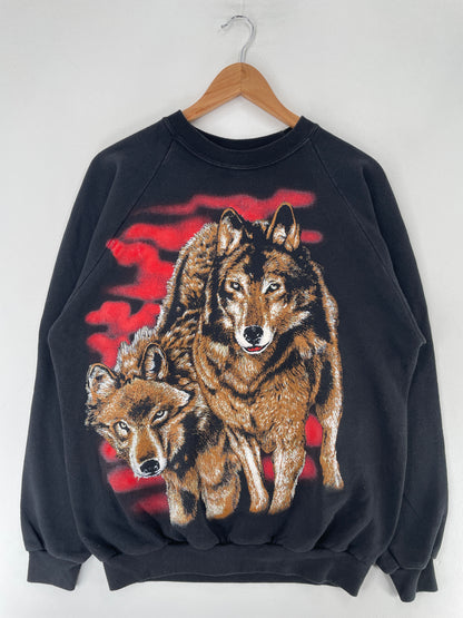 90's WOLF Made in USA Size XL Vintage Animal Sweat-Shirt / F2885S