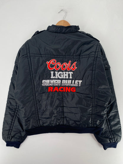 80’s COORS LIGHT SILVER BULLET RACING Size L Padded Nylon Jacket / F6816N