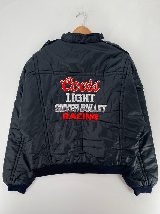 80’s COORS LIGHT SILVER BULLET RACING Size L Padded Nylon Jacket / F6816N
