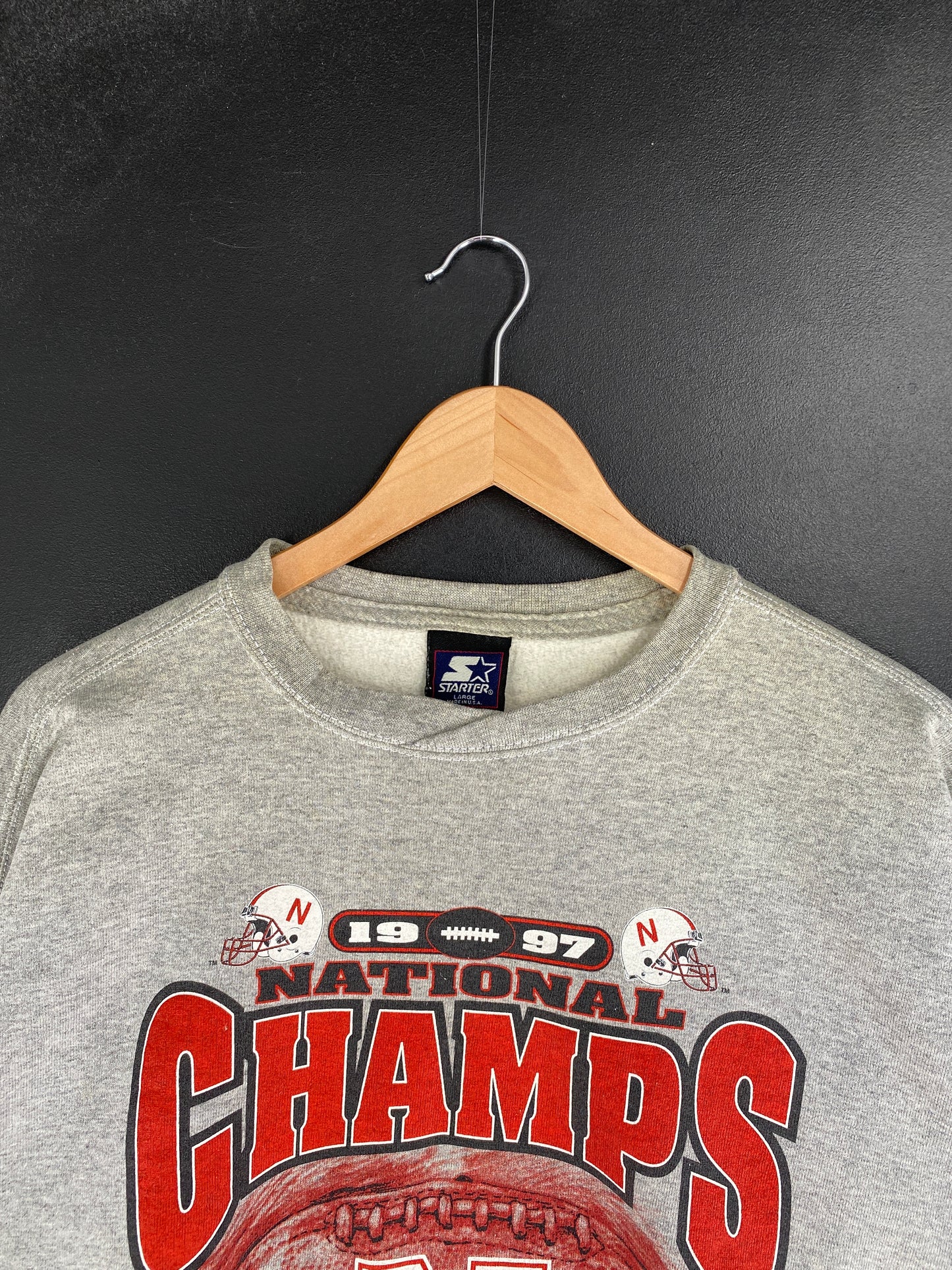 1997 STARTER x NEBRASKA HUSTLERS Made in USA Size L Vintage NFL Sweat-Shirt / F3461S