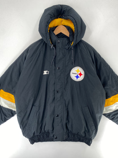 .90’s STARTER x PITTSBURGH STEELERS Size L NFL Padded Nylon Jacket / F3168N