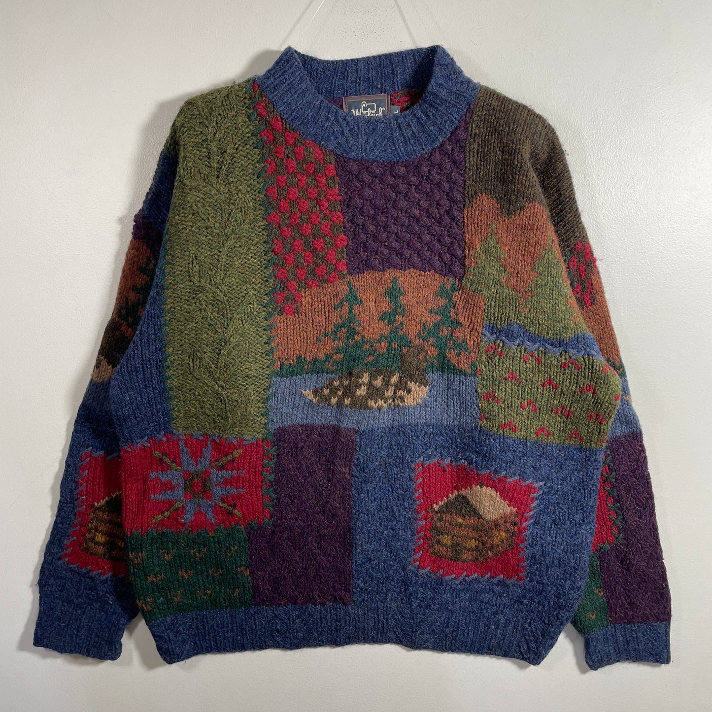 (L) 90's WOOLRICH MOUNTAIN LODGE Vintage Wool Knit Sweater / A1191K
