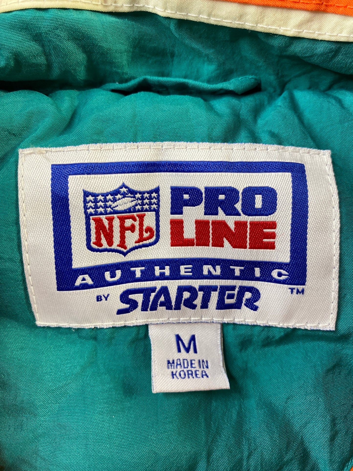 .90’s STARTER x MIAMI DOLPHINS Size M NFL Padded Nylon Jacket / F3166N