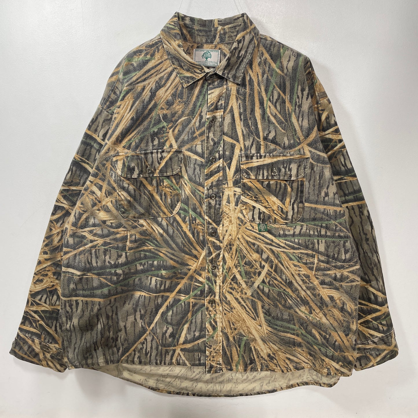 (Approx.XXL) Vintage MOSSY OAK Camo Button-Down Shirt / A1391B