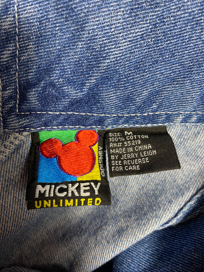 Vintage DISNEY MICKEY Size M Denim Overall Shorts / G3207P