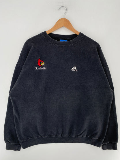 90's ADIDAS x LOUISVILLE CARDINALS Made in USA Size XL Vintage College Sweat-Shirt / F8774S