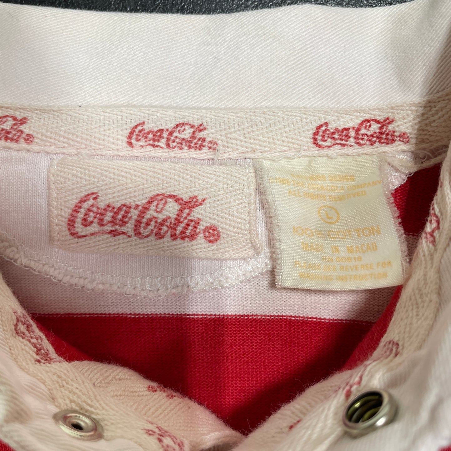(L) 80's COCA COLA Vintage Rugby Shirt / A1542R
