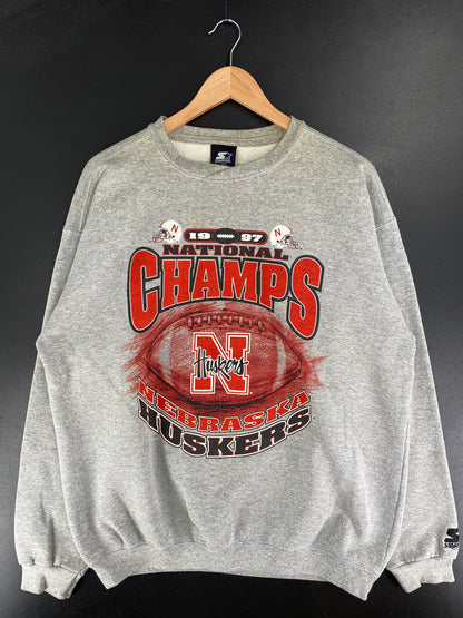 1997 STARTER x NEBRASKA HUSTLERS Made in USA Size L Vintage NFL Sweat-Shirt / F3461S