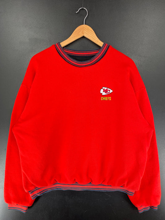 90’s PRO PLAYER x KANSAS CITY CHIEFS Size XL NFL Double Face Reversible Sweat-Shirt / F9430S
