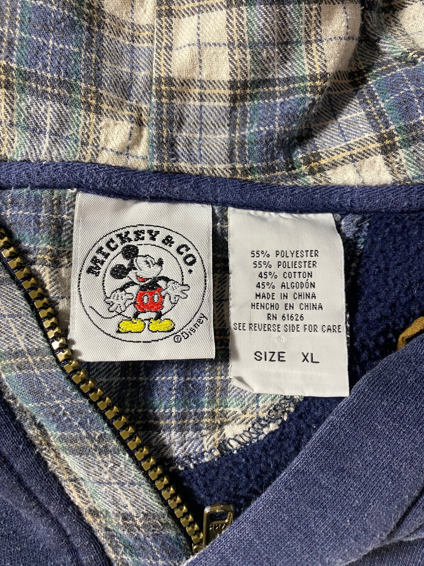 90’s MICKEY MOUSE AUTHENTIC Size XL DISNEY Half-Zip Hoodie Sweat / F1092S
