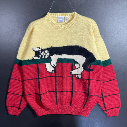 (S) Vintage CAT Hand Knit Wool Sweater / A1195K