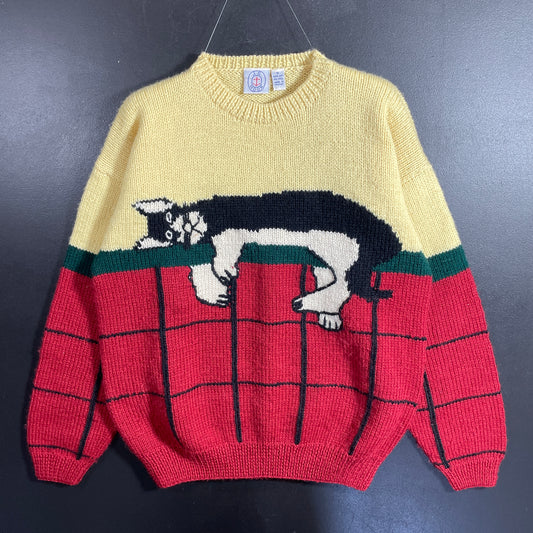 (S) Vintage CAT Hand Knit Wool Sweater / A1195K