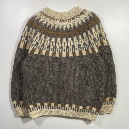 (Ladies. L) Vintage ICE LOOK Hand Knit Wool Sweater / A1059K