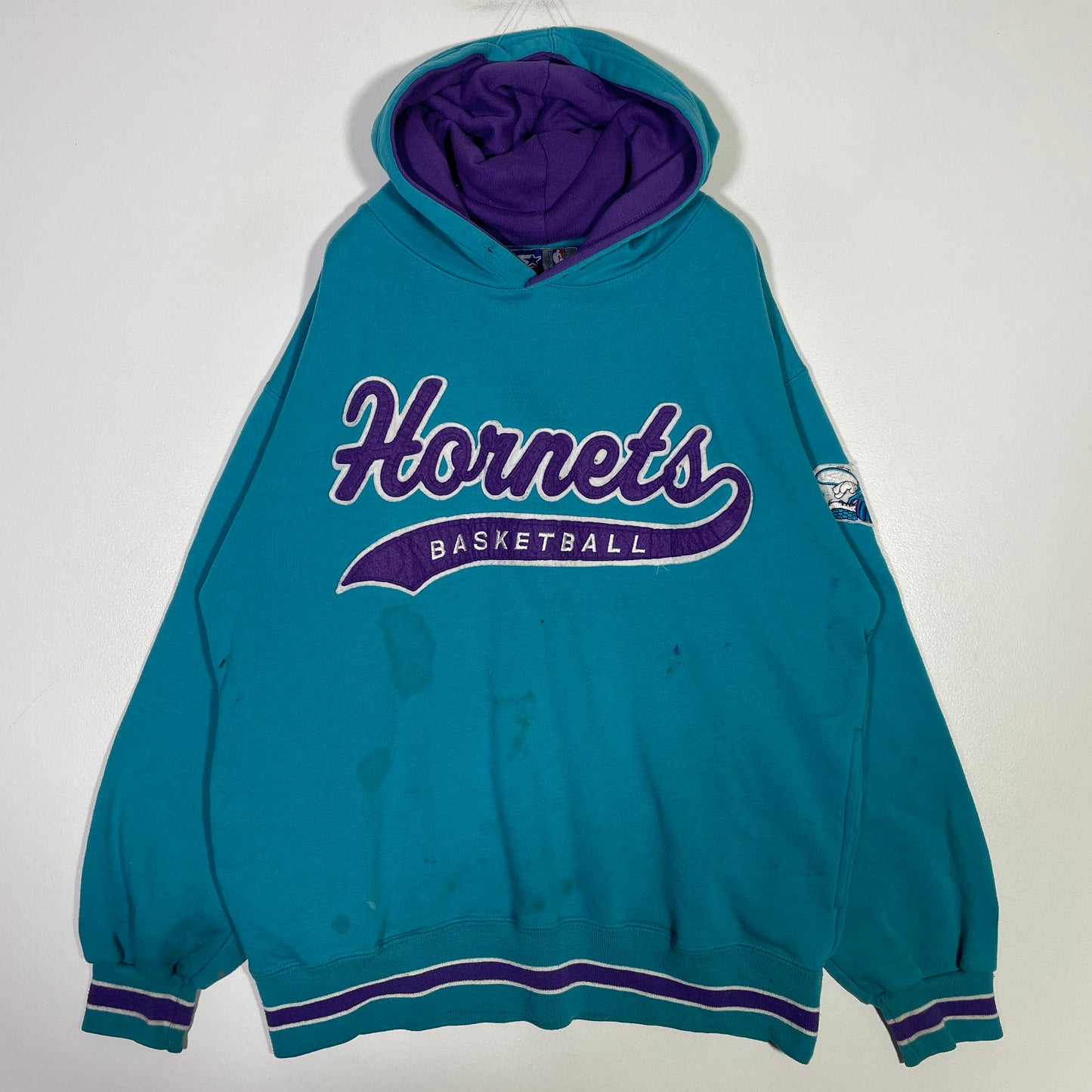 (Approx.L) 90's STARTER x CHARLOTTE HORNETS Vintage NBA Hoodie Sweatshirt / A1075S