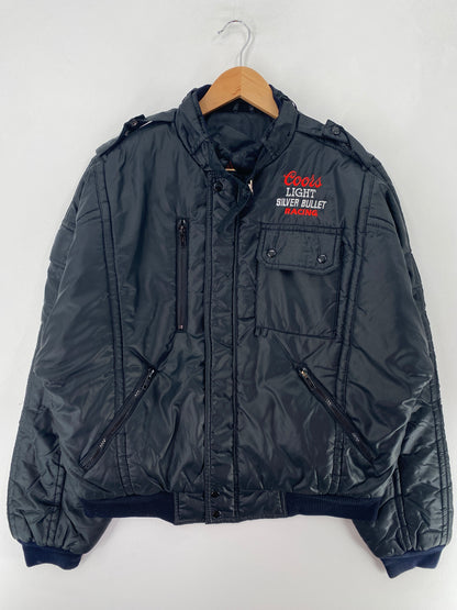 80’s COORS LIGHT SILVER BULLET RACING Size L Padded Nylon Jacket / F6816N