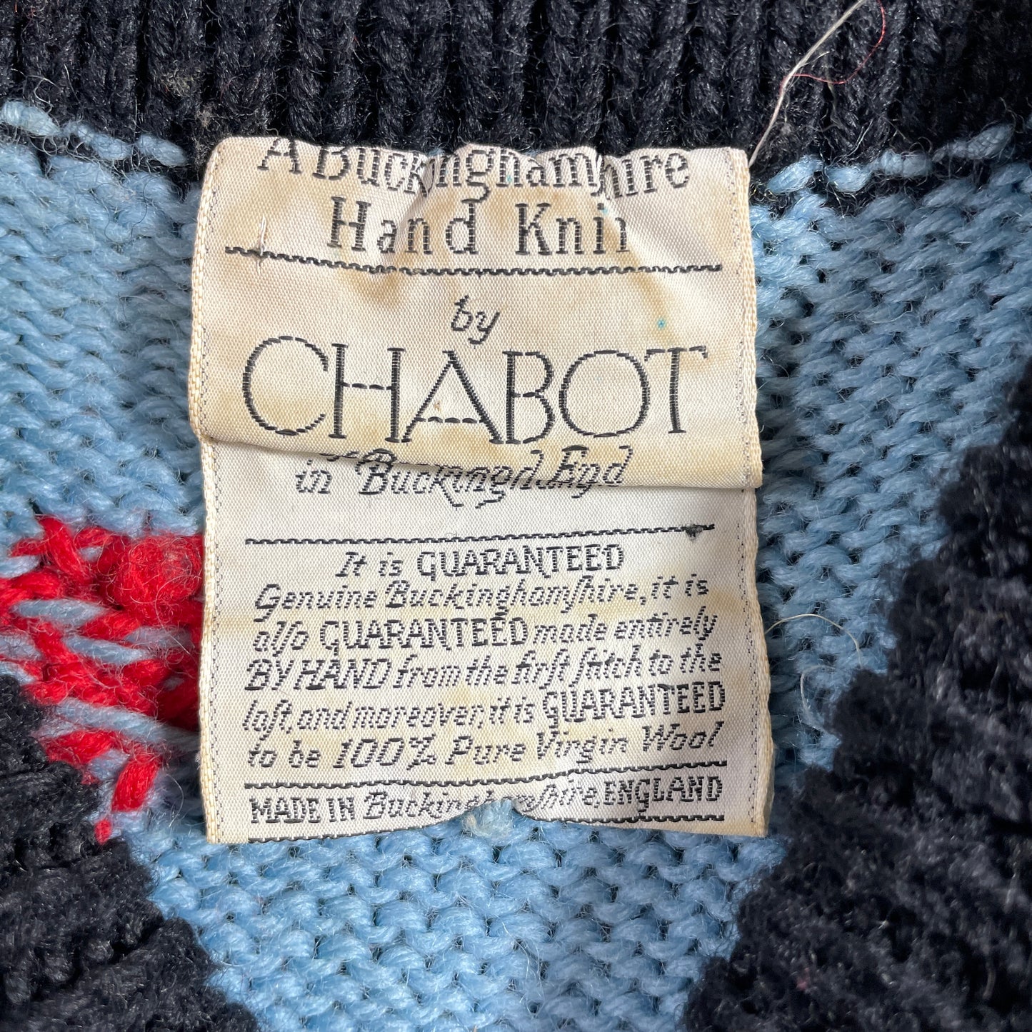 (Approx.L) Vintage ALPINE WINTER SPORTS Made in England Hand Knit Wool Sweater / A1194K