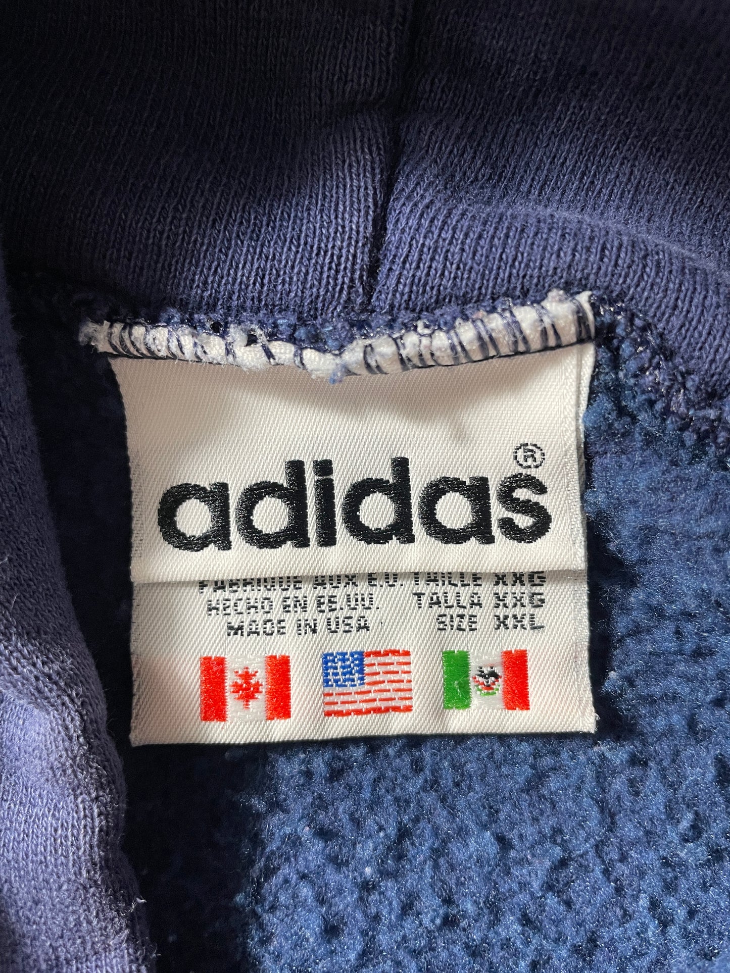 90's ADIDAS Made in USA Size XXL Vintage Hoodie Sweat-Shirt / F2858S