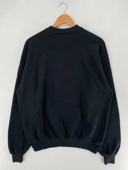 90's PLAIN BLACK Made in USA Size XL Vintage Sweat-shirt / F3960S