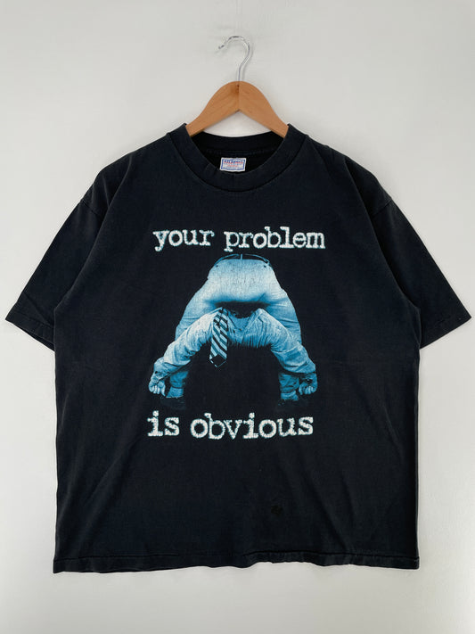 90's "YOUR PROBLEM IS OBVIOUS" Made in USA Size XL Vintage T-Shirt / G6329T