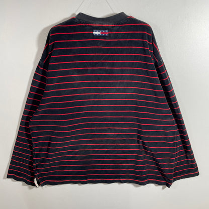 (M) 90’s TOMMY JEANS Striped Velour Long Sleeve T-shirt / A1325T