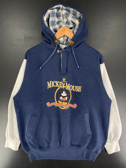 90’s MICKEY MOUSE AUTHENTIC Size XL DISNEY Half-Zip Hoodie Sweat / F1092S