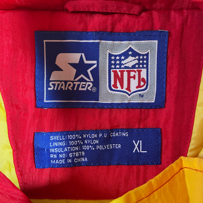 (XL) 90's STARTER x KANSAS CITY CHIEFS Vintage NFL Padded Nylon Jacket / A1364N
