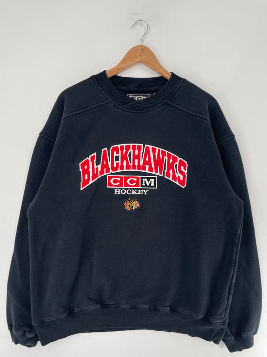 Vintage BLACKHAWKS Size L NHL Sweat-Shirt / F4357S