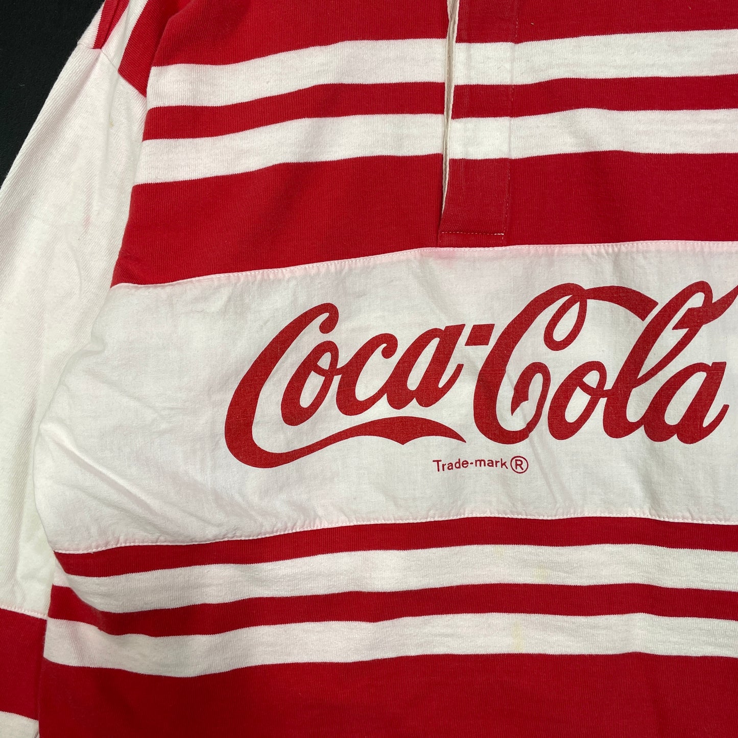 (L) 80's COCA COLA Vintage Rugby Shirt / A1542R