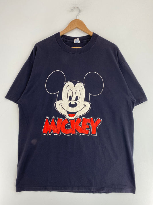 80’s DISNEY MICKEY Made in USA Size Approx.XL Vintage T-Shirt / G3352T