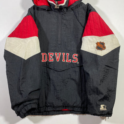 (L) 90's STARTER X DEVILS Vintage NHL Padded Nylon Jacket / A0789N