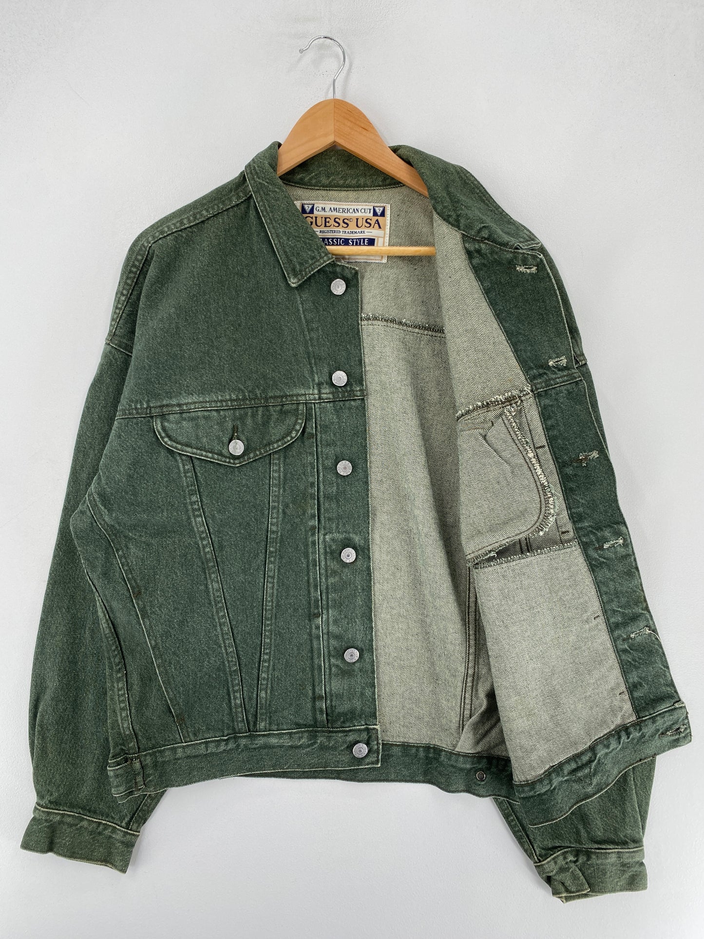 90's GUESS Made in USA Size XL Vintage Denim Jacket / F3867J