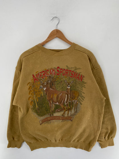 90's DEER Made in USA Size M Vintage Animal Sweat-Shirt / F4960S