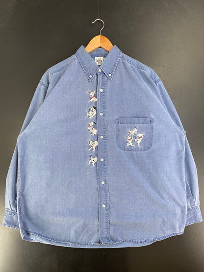 00' DISNEY 101 DALMATIAN Size L Vintage Button down Shirt / G2469B