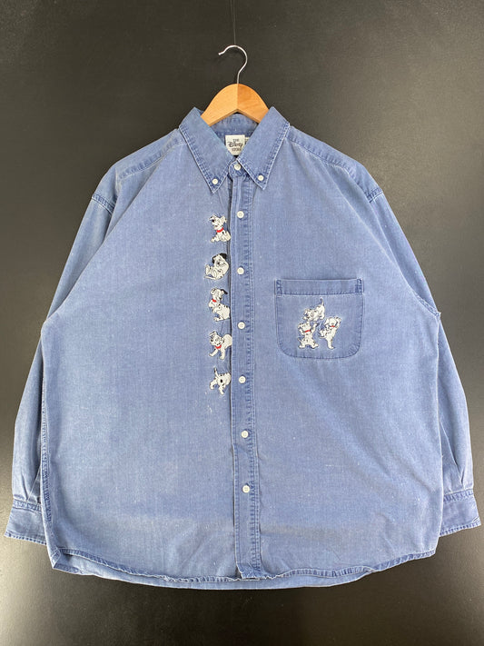 00' DISNEY 101 DALMATIAN Size L Vintage Button down Shirt / G2469B