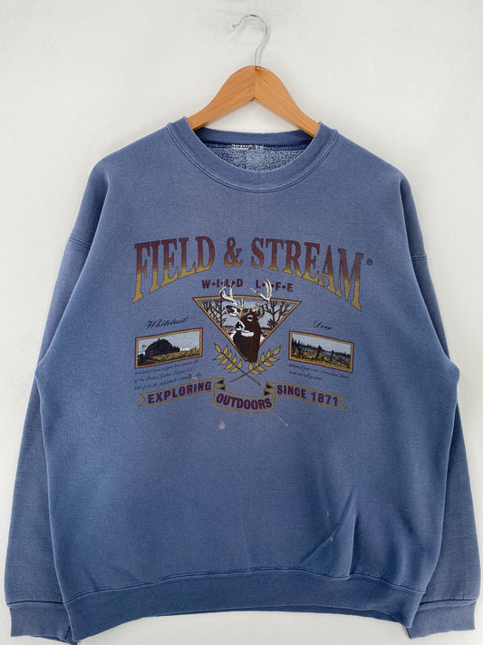 Vintage DEER Size No Tag (Approx.XL) Animal Sweat-Shirt / G6285S