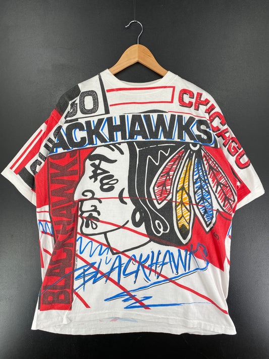 90’s CHICAGO LACKHAWKS Size XL NHL T-Shirt / F2599T