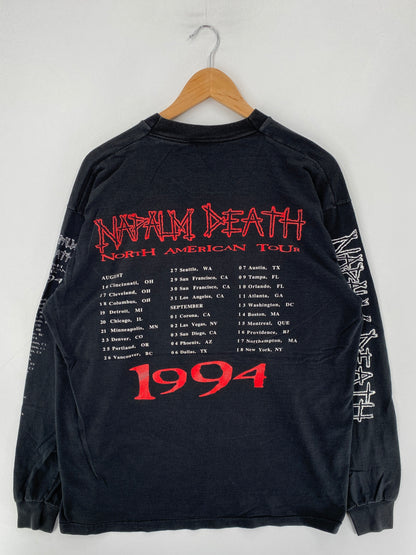 1994 NAPALM DEATH Made in USA Size XL Vintage Tour T-shirt / F2717T