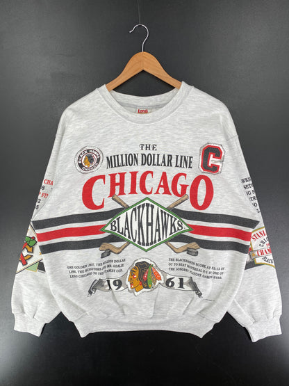 90's CHICAGO BLACK HAWKS Made in USA Size XL Vintage NHL Sweat-shirt / F3203S