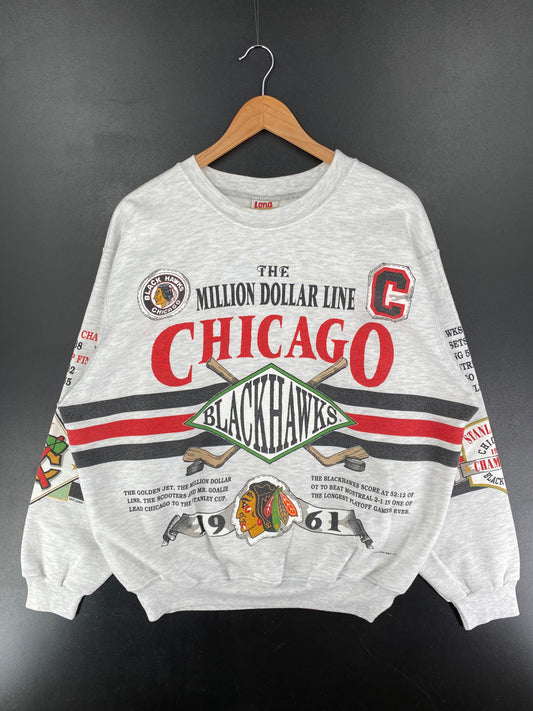 90's CHICAGO BLACK HAWKS Made in USA Size XL Vintage NHL Sweat-shirt / F3203S