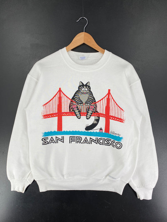 90's CAT SAN FRANCISCO Made in USA Size M Vintage Sweat-Shirt / F3414S