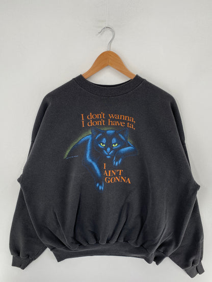 Vintage CAT Size No Tag (Approx.XL) Animal Sweat-Shirt / F4963S