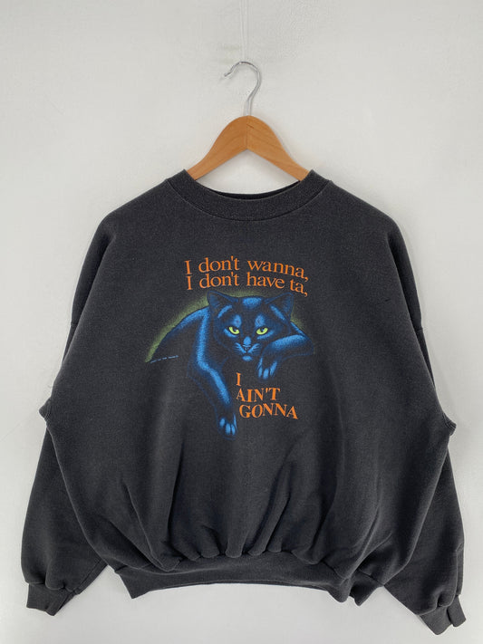 Vintage CAT Size No Tag (Approx.XL) Animal Sweat-Shirt / F4963S